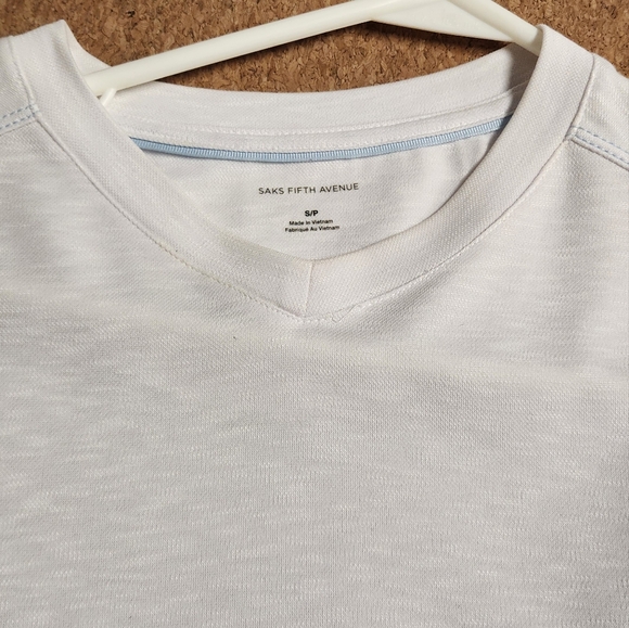 White V Neck, Saks Fith Avenue shirt - Picture 2 of 5